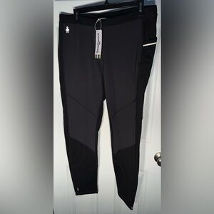 $140 Men’s SMARTWOOL Sport Fleece Wind Tights Polyester Merino Wool Blend Black